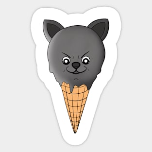 Cute Kawaii Chihuahua Ice Cream Cone Grey Version Sticker